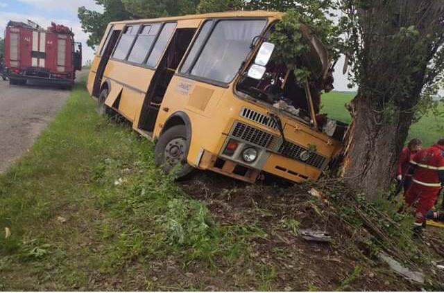 На Харьковщине пассажирский автобус влетел в дерево: фото с места аварии