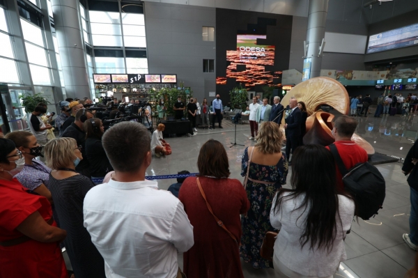 В Одесском аэропорту появилась скульптура «Звуки города». Фото