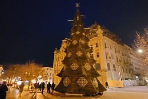 В центре Одессы установили новогоднюю елку (фото, видео)