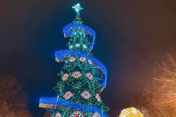 В Одессе зажгли главную новогоднюю елку города