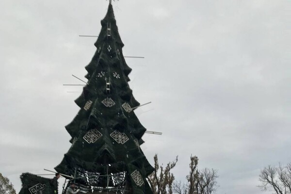 В центре Одессы установили новогоднюю елку (фото, видео)